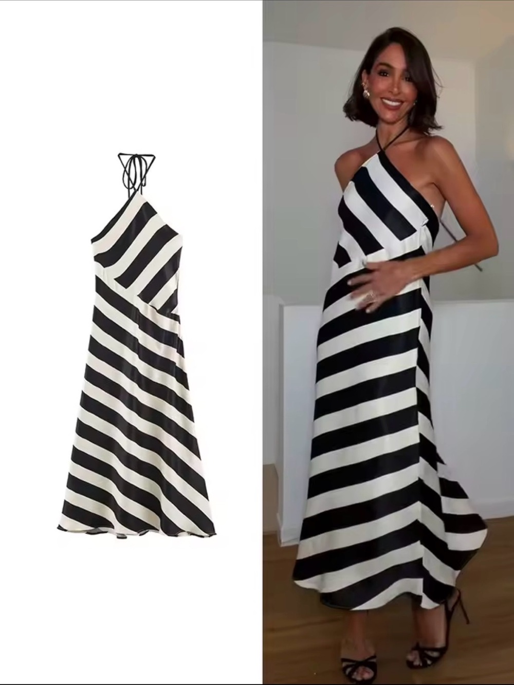 Zara Black and White stripe midi dress